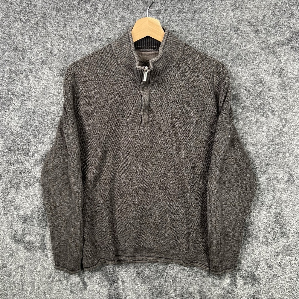 Tommy Bahama 1/4 Zip Pullover Sweater Pima Cotton Brown Men's Size XL Textured